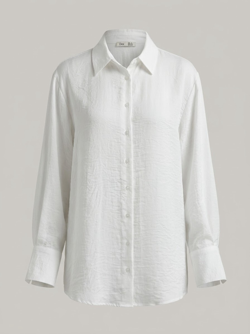 DEX White Button-Down Crinkled Flowy Long Sleeve Oversized Shirt Blouse Size 2X